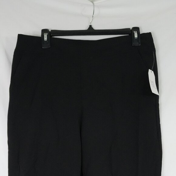 NWT  Pull on Black Pants Straight Leg Relaxed Half Stretch Waist Business Slacks - Picture 4 of 6